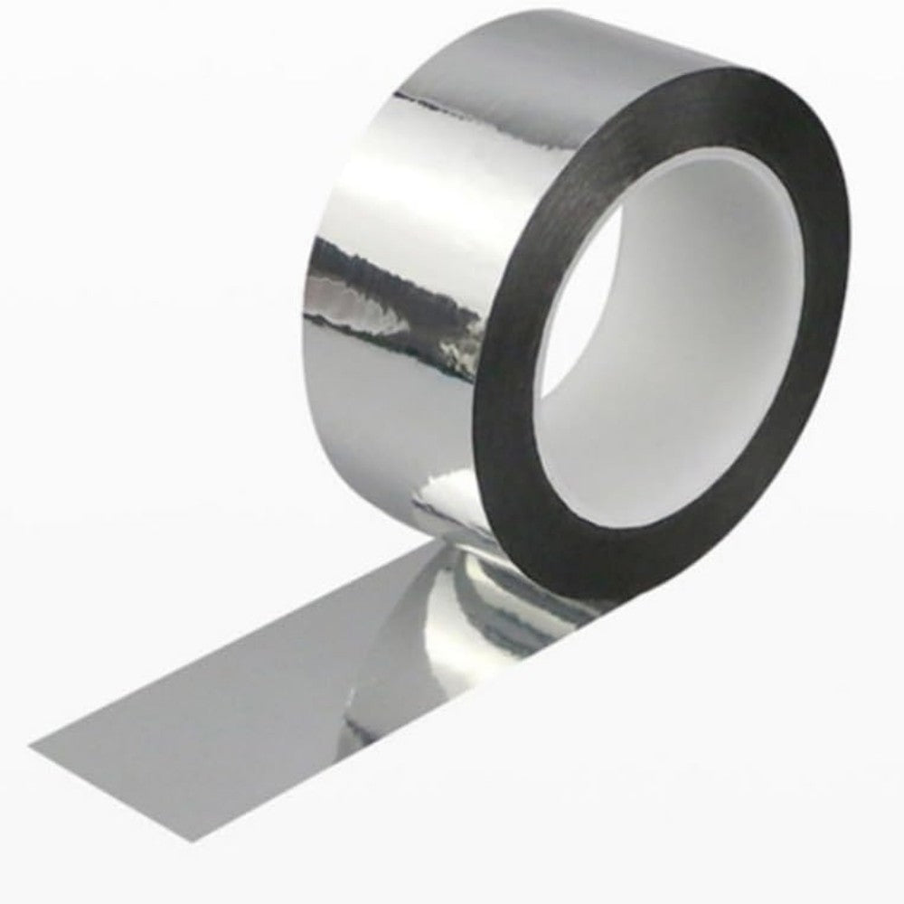 Banda Adeziva de Aluminiu pentru HVAC, Rezistenta Termica si UV, Izolare Conducte de Ventilatie si Aer Conditionat, Set 24 Role, 50 mm x 50 m, Argintiu