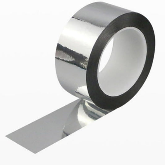 Banda Adeziva de Aluminiu pentru HVAC, Rezistenta Termica si UV, Izolare Conducte de Ventilatie si Aer Conditionat, Set 24 Role, 50 mm x 50 m, Argintiu