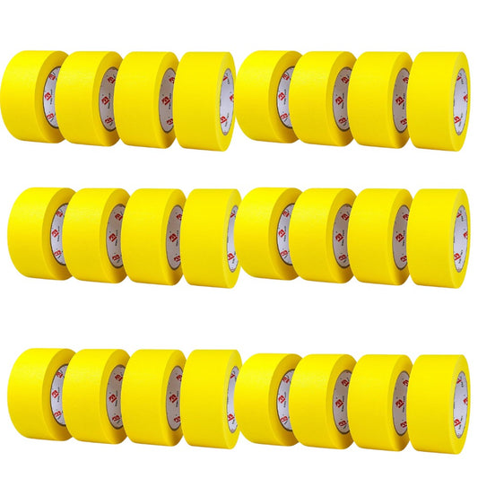 Banda Adeziva de Mascare, Rezistenta UV si Aderenta Ridicata, Hartie Saturata pentru Vopsit si Renovari, Galbena, 48 mm x 50 m, Set 24 Role