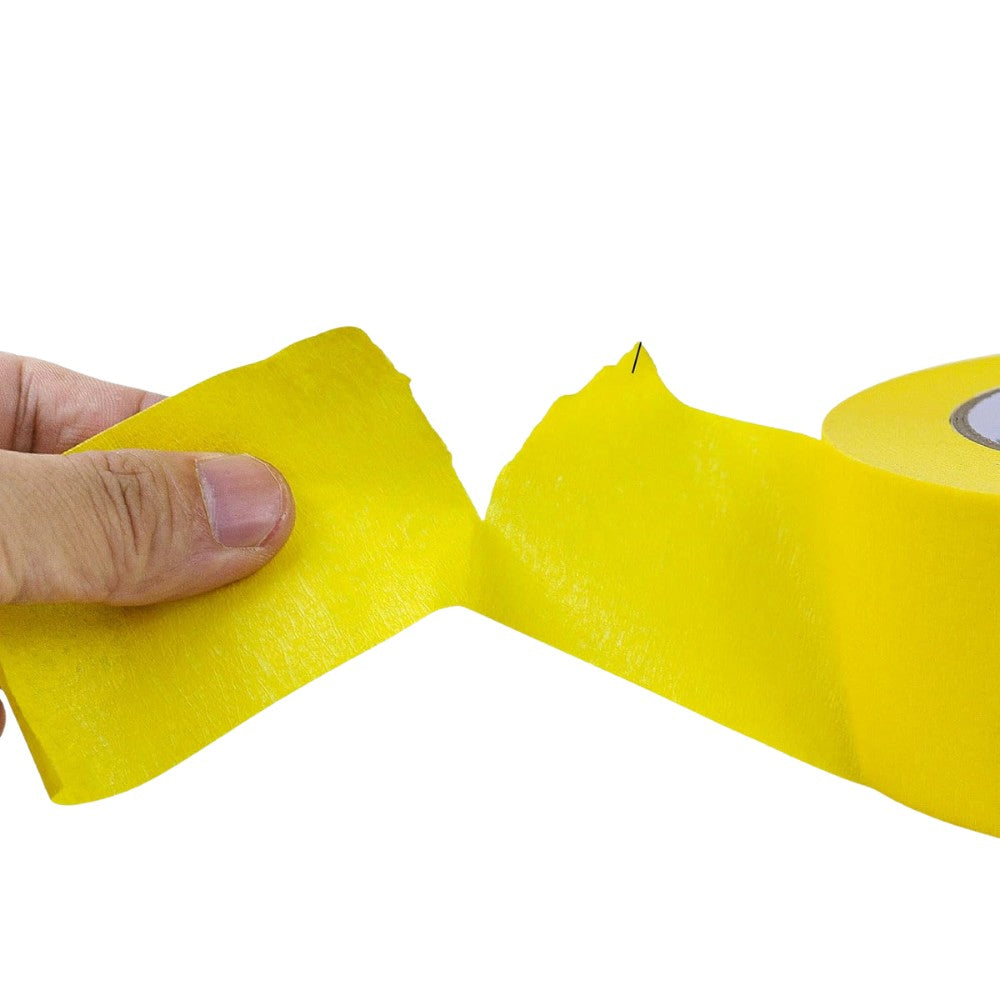 Banda Adeziva de Mascare, Rezistenta UV si Aderenta Ridicata, Hartie Saturata pentru Vopsit si Renovari, Galbena, 48 mm x 50 m, Set 24 Role