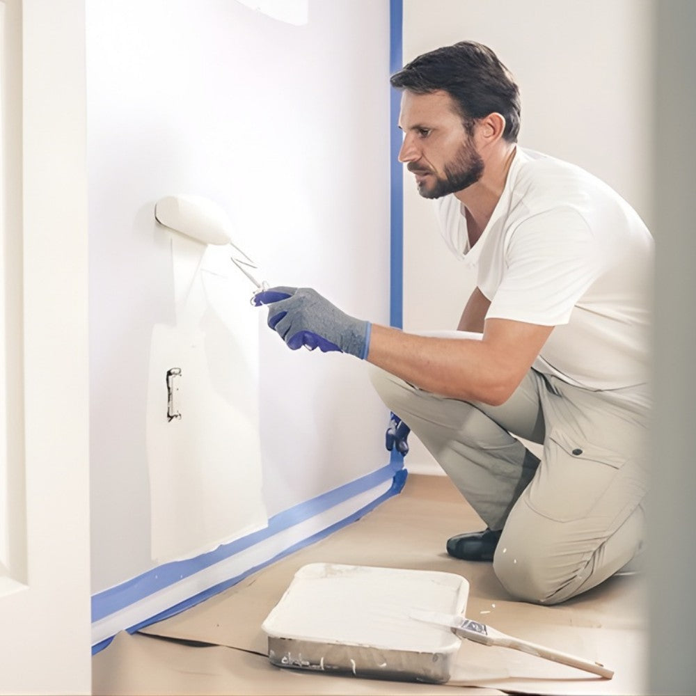 Banda Adeziva De Mascare Albastra, Rezistenta UV Si Temperaturi Inalte, Hartie Creponata Pentru Zugravit, Interior Si Exterior, 48 mm x 50 m, Set 24 Role