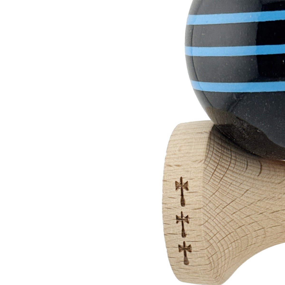 Kendama X Originala, Model Negru cu Linii Albastre Deschise, Profesionala, Legendary, Cupe Mari, Super Sticky, Rulment, Ata 55cm
