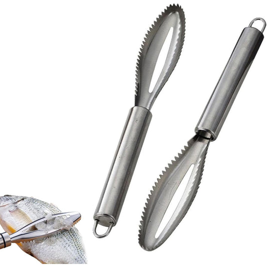 Perie Curatare Solzi Peste si Solzar Metalic, Design Ergonomic cu Peri Inoxidabili, Otel Inoxidabil, 24 x 3 cm, Gri