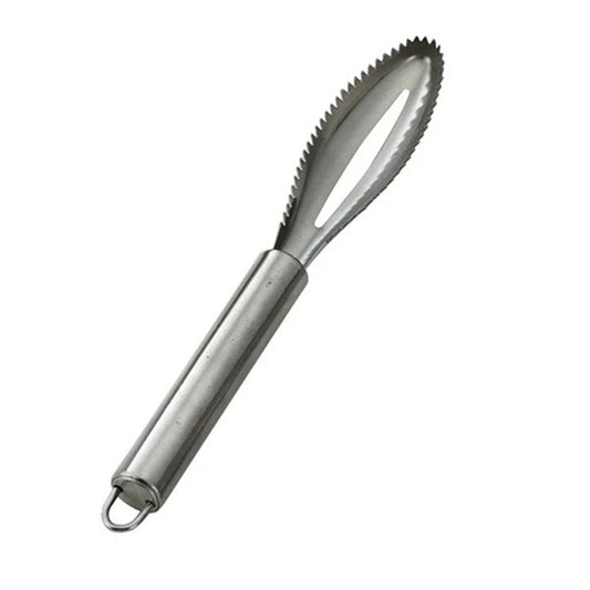 Perie Curatare Solzi Peste si Solzar Metalic, Design Ergonomic cu Peri Inoxidabili, Otel Inoxidabil, 24 x 3 cm, Gri