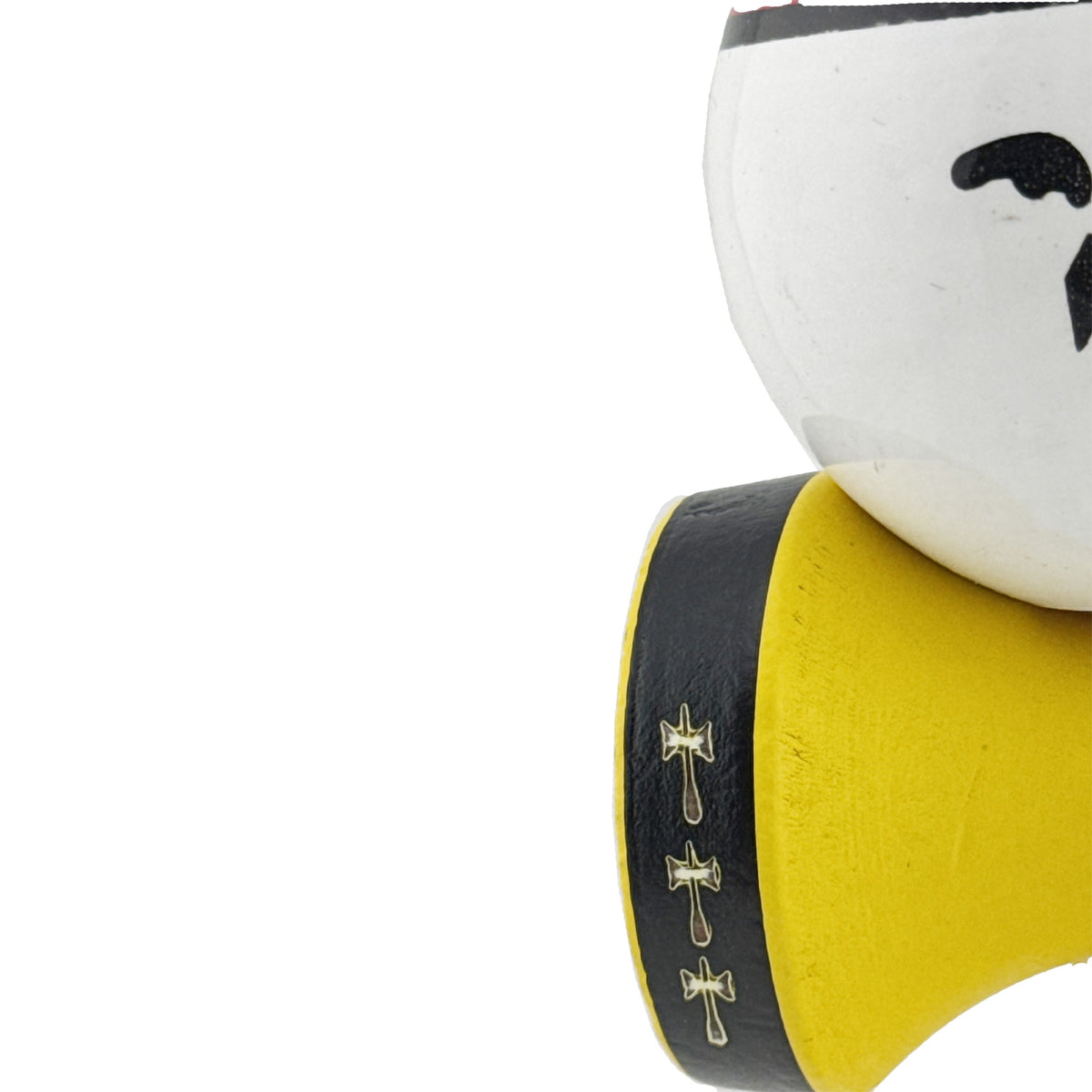 Kendama X Originala, Model Rege, Spike Galben, Profesionala, Cupe Mari, Super Sticky, Rulment, Ata 55cm