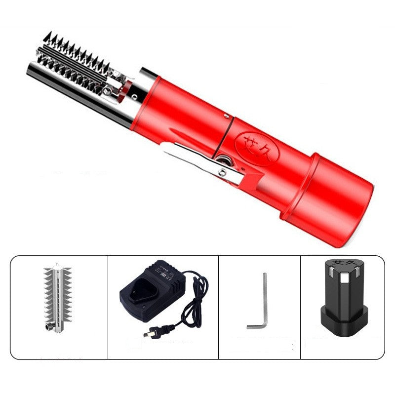 Aparat Electric de Curățare Solzi Pește, Dispozitiv Portabil Fără Fir, Impermeabil cu Încărcare Wireless, Motor 98W, Lamă Oțel Inoxidabil 304, 28 x 5 cm, Roșu