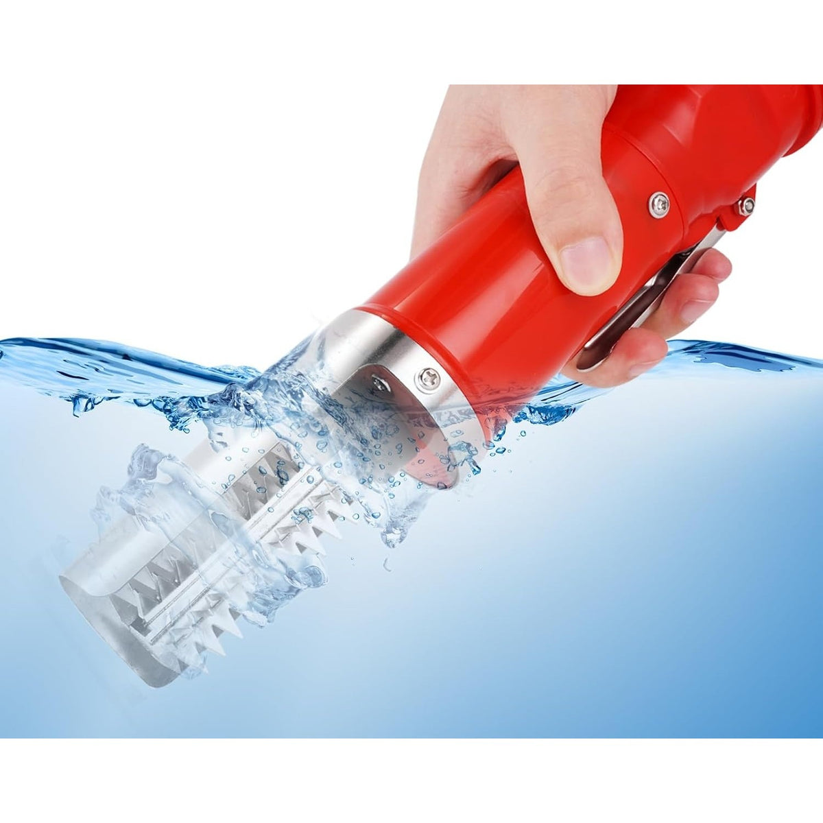 Aparat Electric de Curățare Solzi Pește, Dispozitiv Portabil Fără Fir, Impermeabil cu Încărcare Wireless, Motor 98W, Lamă Oțel Inoxidabil 304, 28 x 5 cm, Roșu