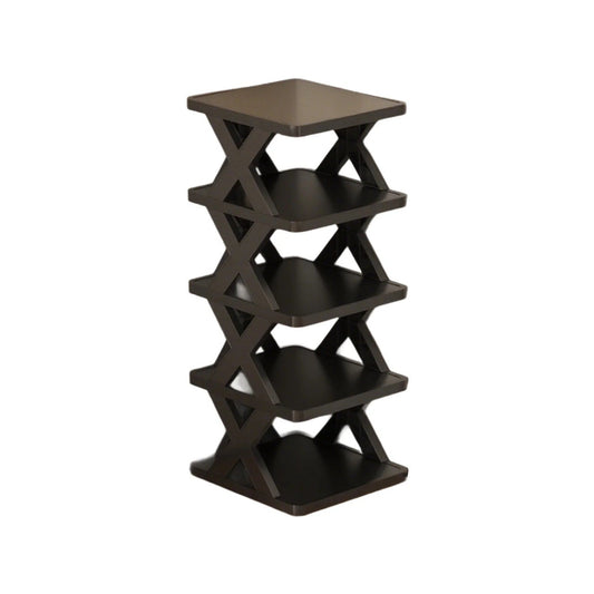 Organizator Pantofi, Suport Modular Stivuibil cu 5 Niveluri, Structura Stabila in Forma de X, Plastic ABS, 65.5 x 24 x 26 cm, Negru