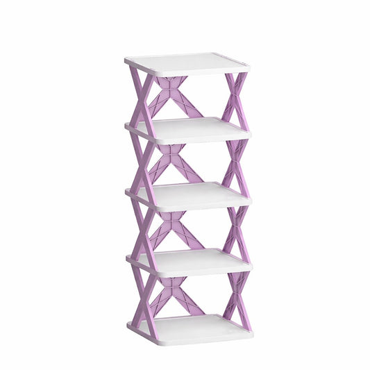 Organizator Pantofi, Suport Modular Stivuibil cu 5 Niveluri, Design Compact pentru Spatii Inguiste, Material ABS Rezistent, 65.5 x 24 x 26 cm, Mov