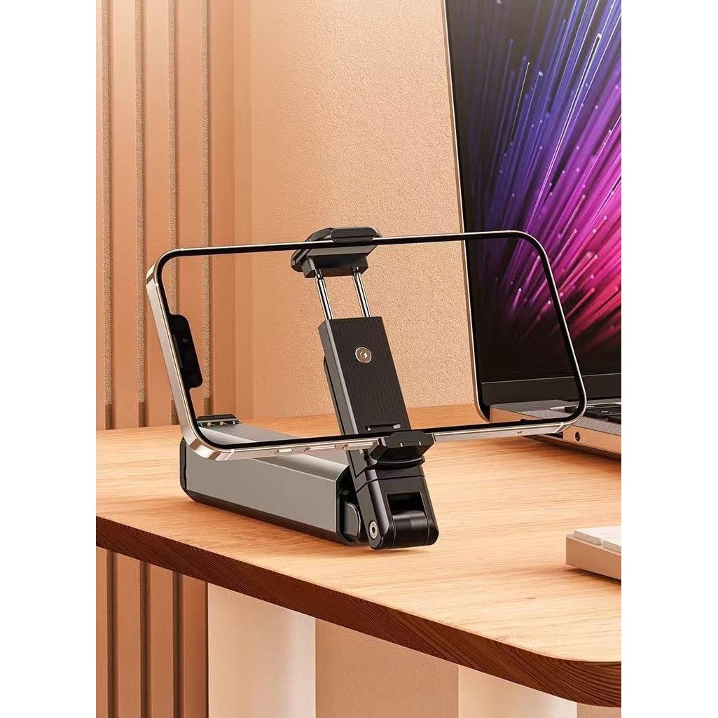 Suport Telefon Mobil, Braț Telescopic și Rotativ 360 Grade, Clemă de Prindere Universală, Design Pliabil pentru Birou și Avion, Plastic, Negru