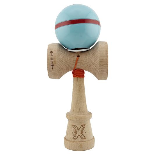 Kendama X Silken Originala, Model V3 Albasru Deschis, Profesionala, Cupe Mari King Size, Super Sticky, Gaura in Baza, Rulment, Ata 55cm