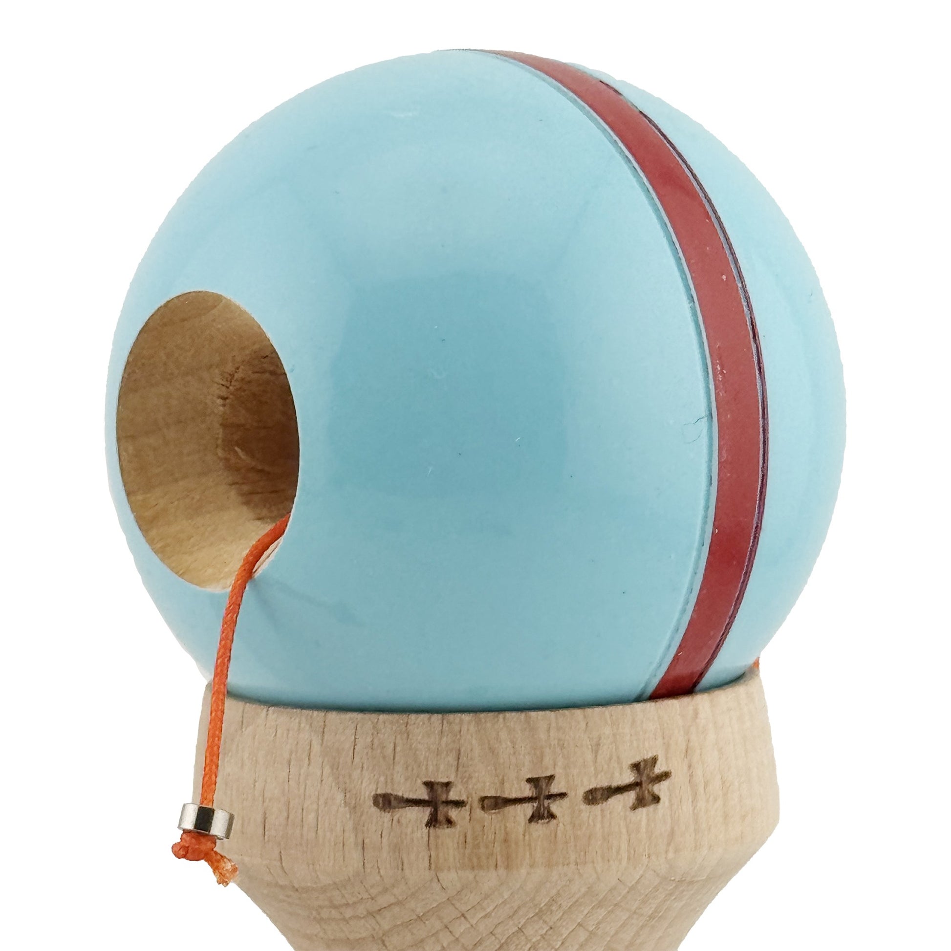 Kendama X Silken Originala, Model V3 Albasru Deschis, Profesionala, Cupe Mari King Size, Super Sticky, Gaura in Baza, Rulment, Ata 55cm