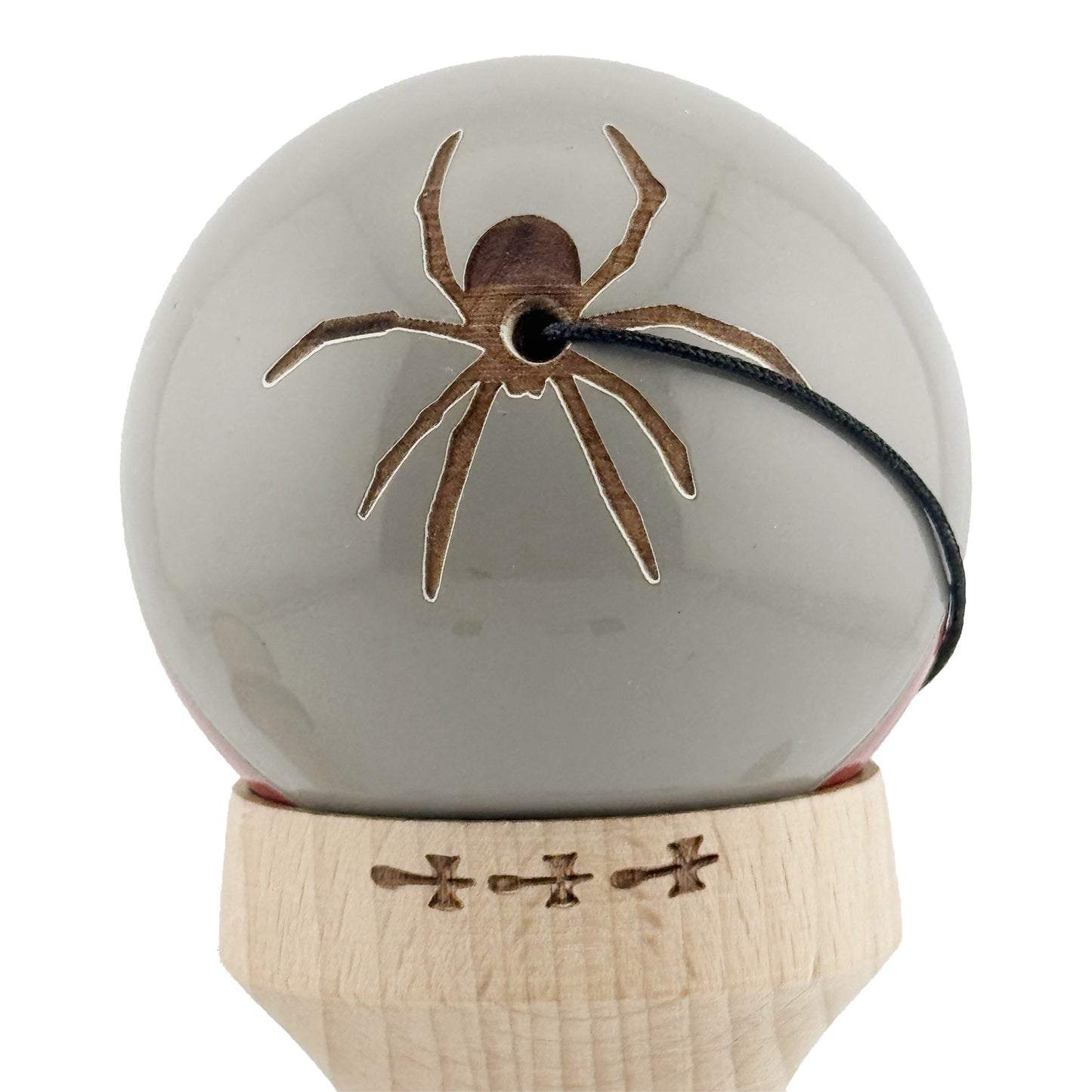 Kendama X Silken Originala, Model V3 Ice Gri, Profesionala, Cupe Mari King Size, Super Sticky, Gaura in Baza, Rulment, Ata 55cm
