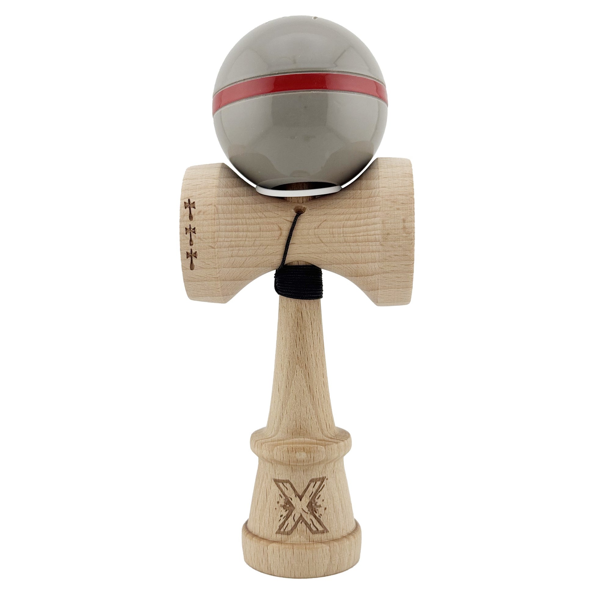 Kendama X Silken Originala, Model V3 Ice Gri, Profesionala, Cupe Mari King Size, Super Sticky, Gaura in Baza, Rulment, Ata 55cm