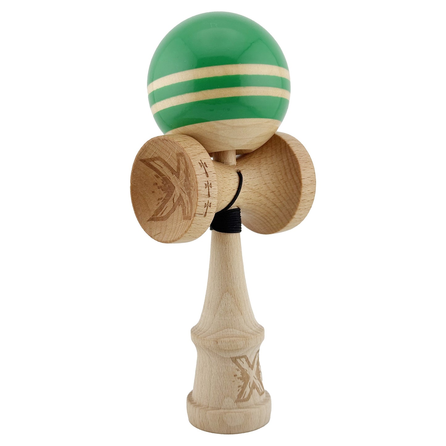 Kendama X Rainbow Originala, Model Verde / Maro, Profesionala, Cupe Mari, Super Sticky, Rulment, Ata 55cm