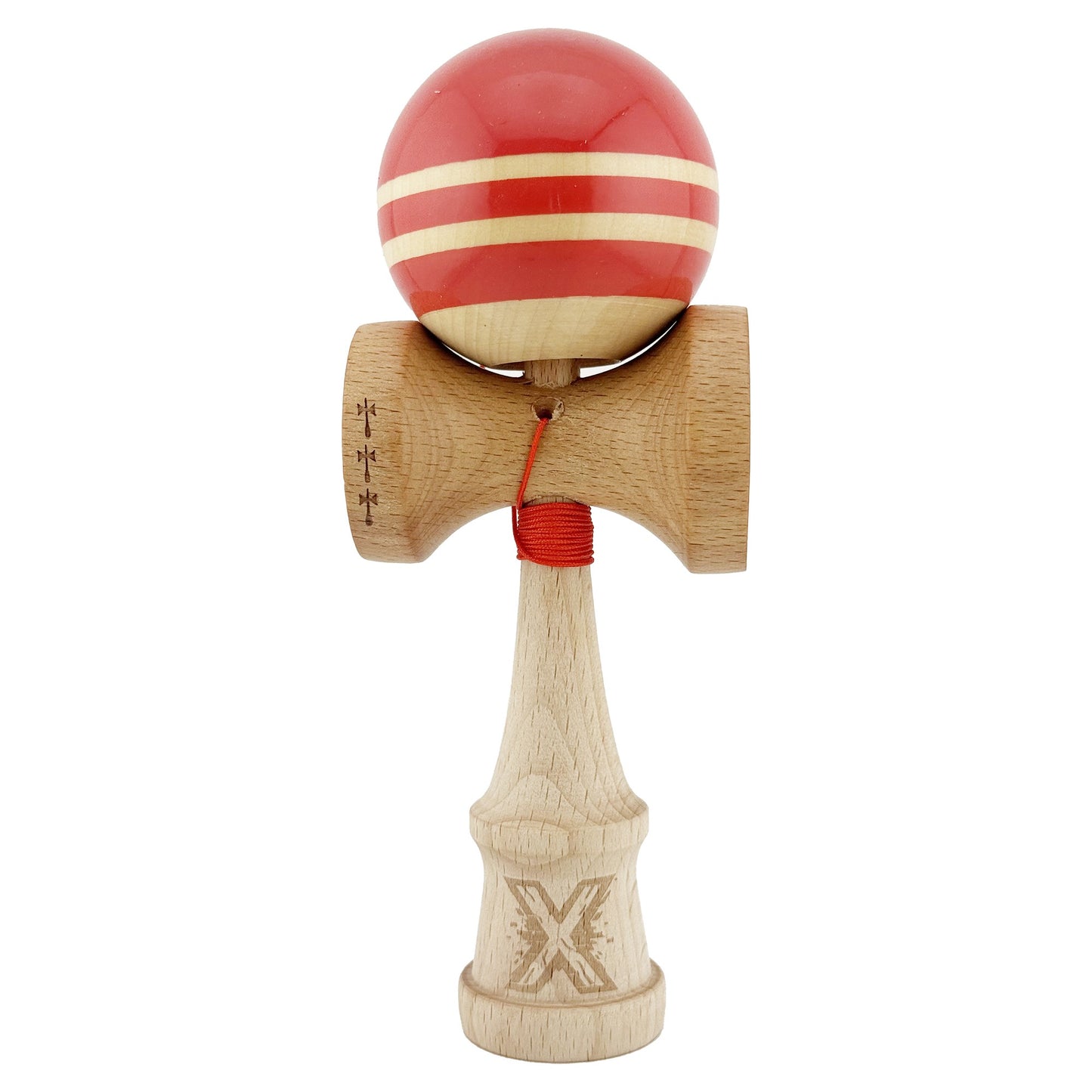 Kendama X Rainbow Originala, Model Rosu / Maro, Profesionala, Cupe Mari, Super Sticky, Rulment, Ata 55cm