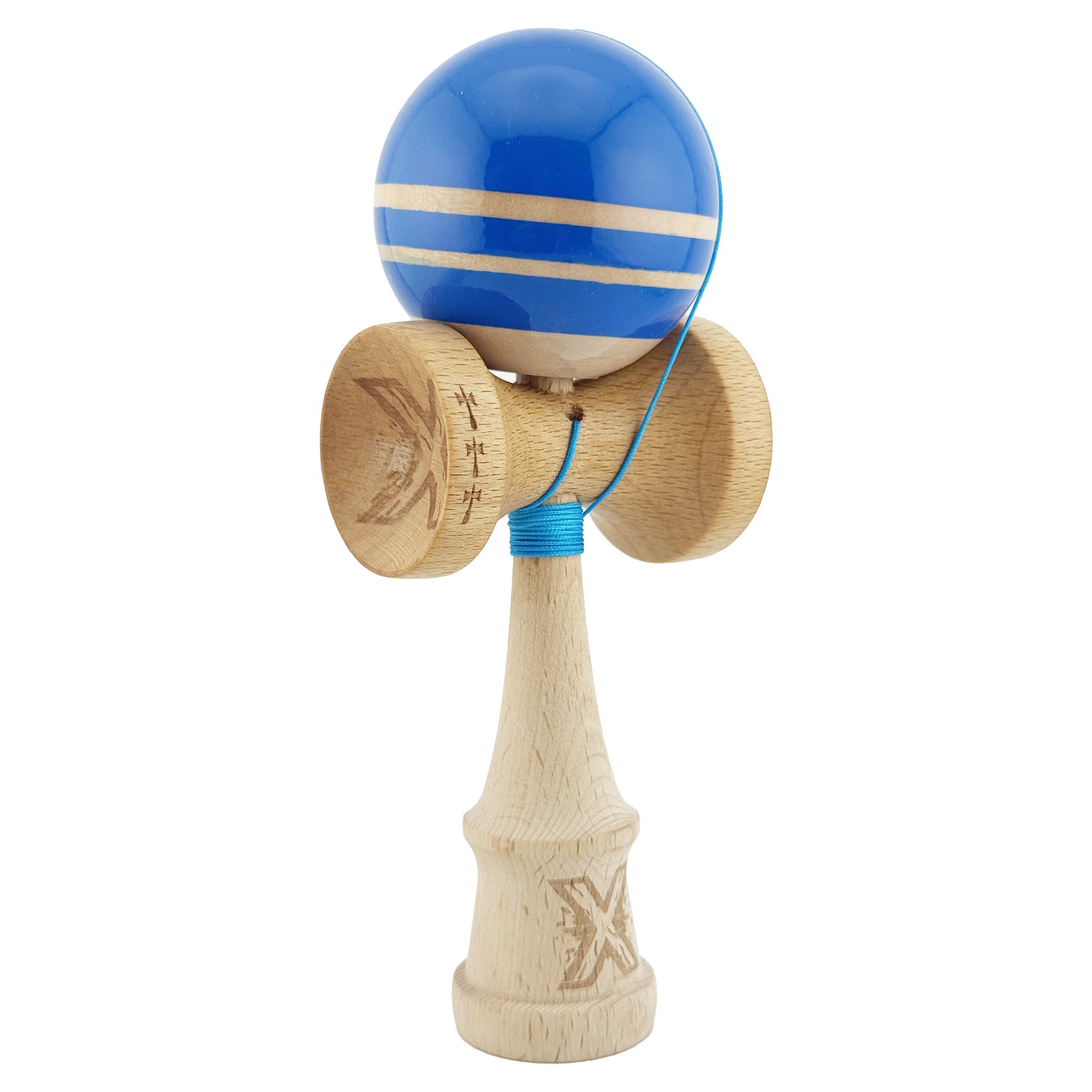 Kendama X Rainbow Originala, Model Albastru / Maro, Profesionala, Cupe Mari, Super Sticky, Rulment, Ata 55cm