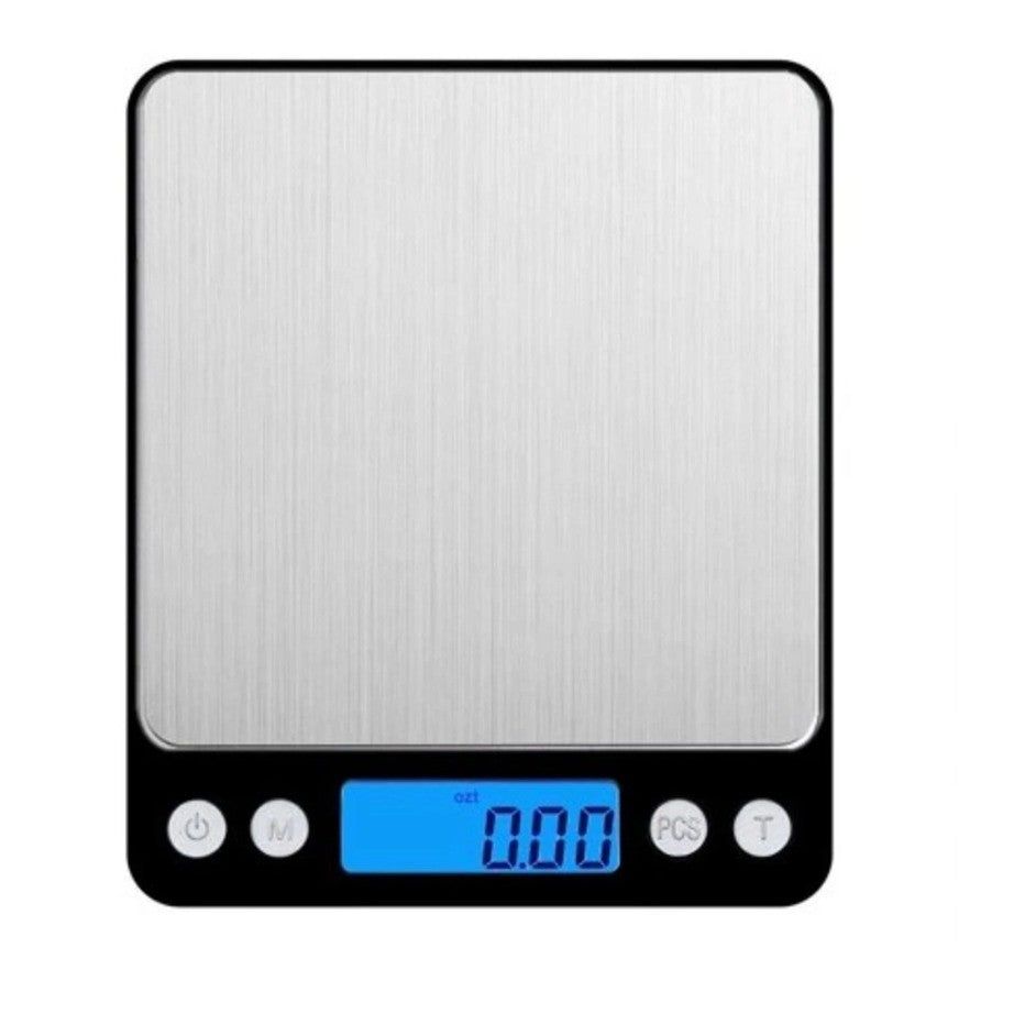 Mini Cantar Electronic de Precizie pentru Alimente si Bijuterii, Capacitate 3 kg, Afisaj Digital LCD, Alimentare 2 x AA, 12.7 x 10.6 x 1.9 cm, Gri/Negru