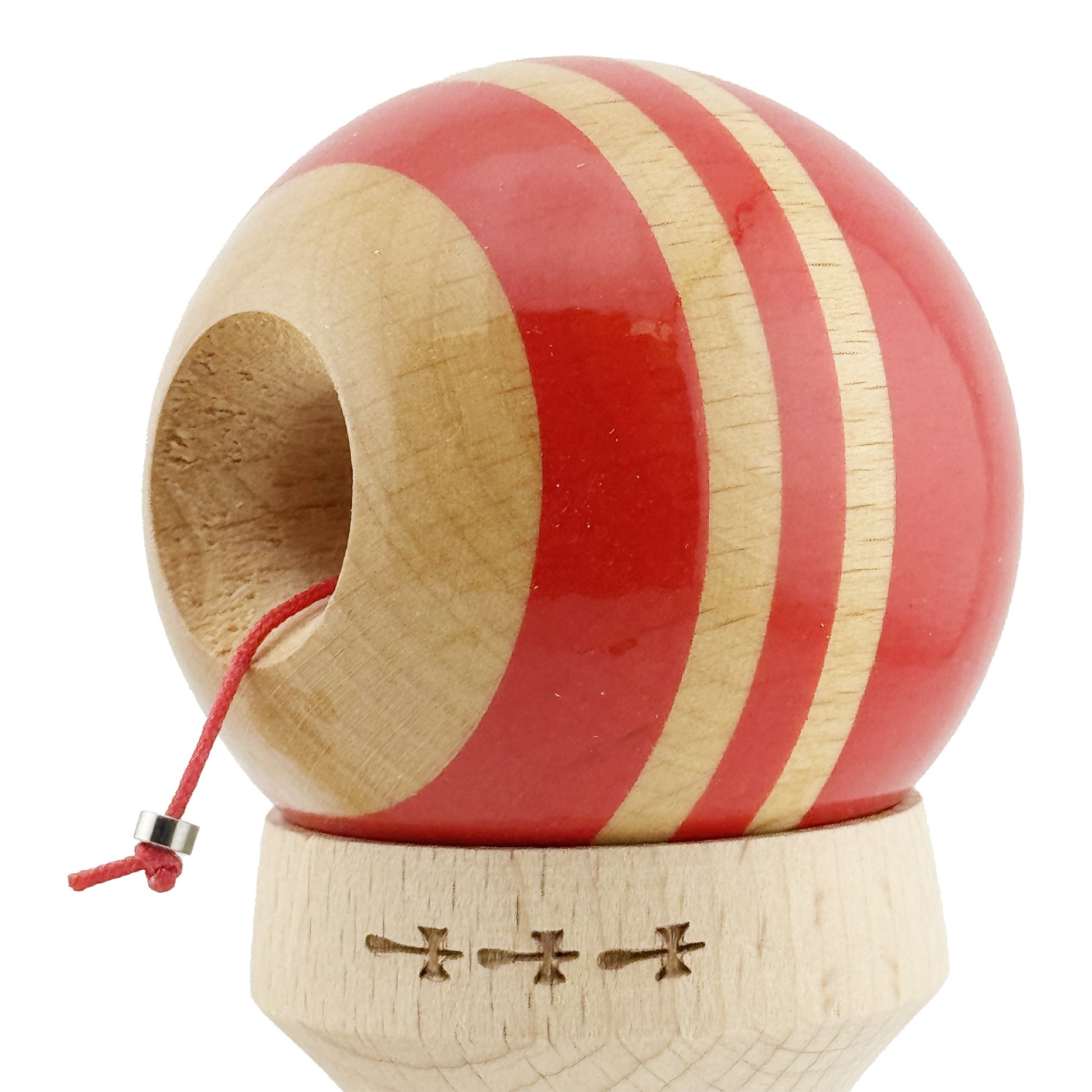 Kendama X Rainbow Originala, Model V3 Rosu, Profesionala, Cupe Mari King Size, Super Sticky, Gaura in Baza, Rulment, Ata 55cm