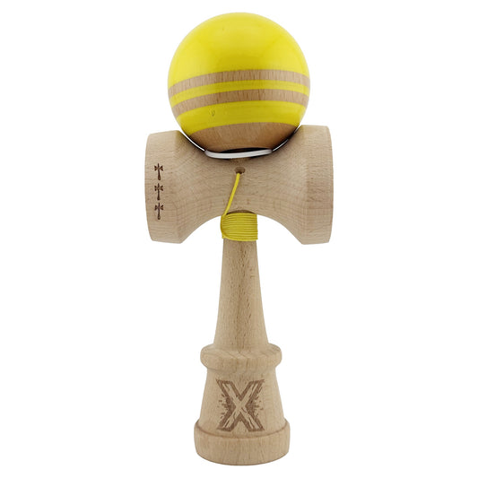 Kendama X Rainbow Originala, Model V3 Galben, Profesionala, Cupe Mari King Size, Super Sticky, Gaura in Baza, Rulment, Ata 55cm