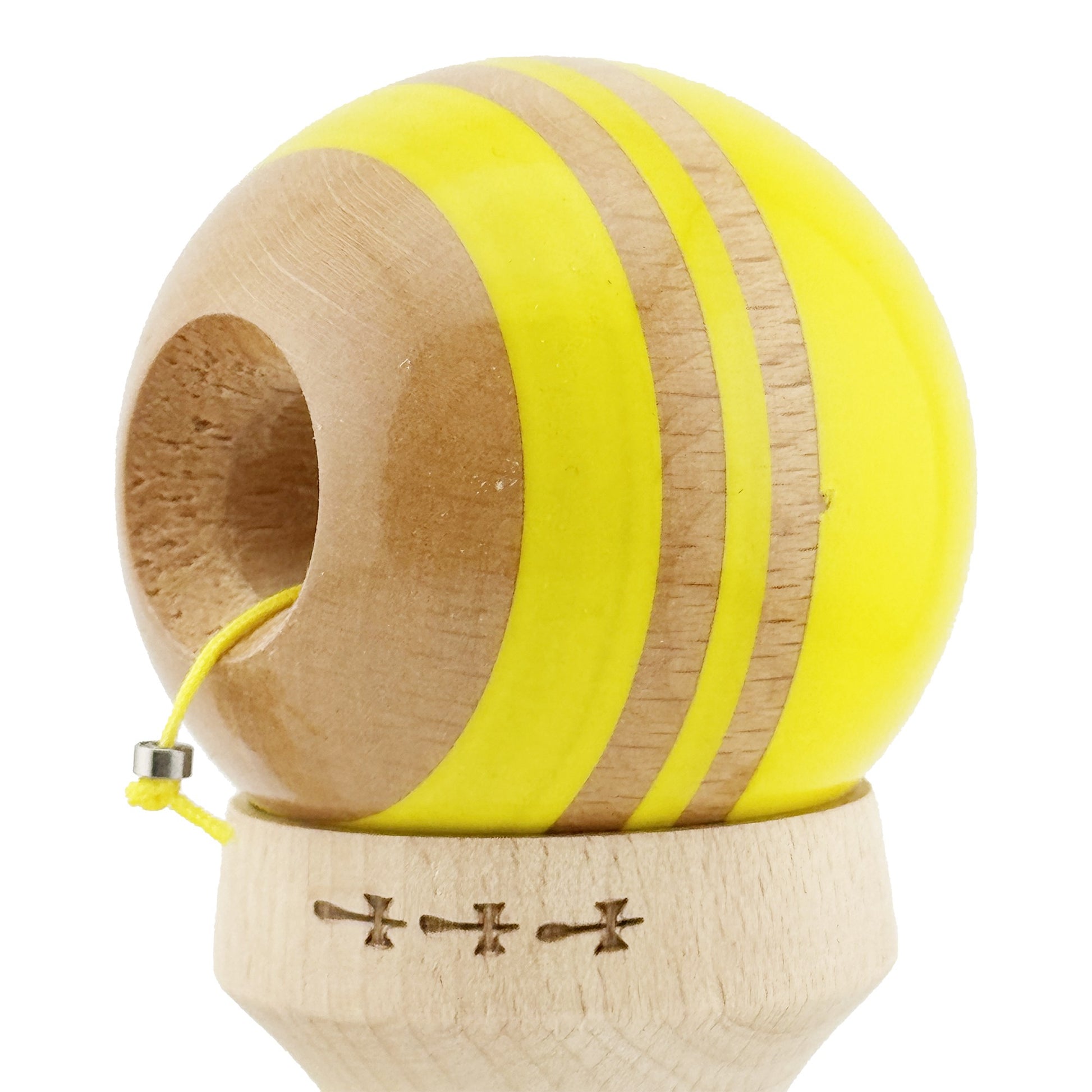 Kendama X Rainbow Originala, Model V3 Galben, Profesionala, Cupe Mari King Size, Super Sticky, Gaura in Baza, Rulment, Ata 55cm