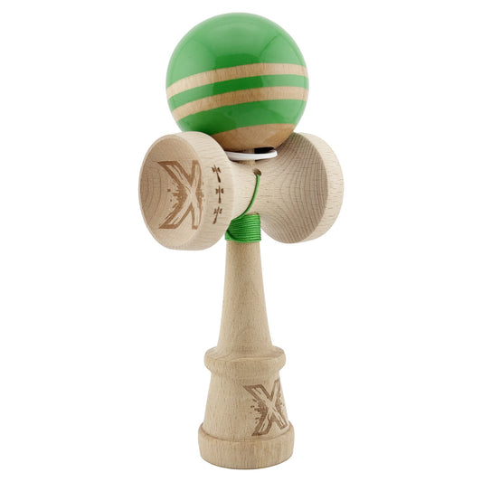 Kendama X Rainbow Originala, Model V3 Verde, Profesionala, Cupe Mari King Size, Super Sticky, Gaura in Baza, Rulment, Ata 55cm