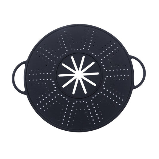 Capac Sita pentru Tigaie, Filtru Anti-Stropire si Deflector de Ulei, Silicon Rezistent Termic, Design Perforat, 28 inch, Negru