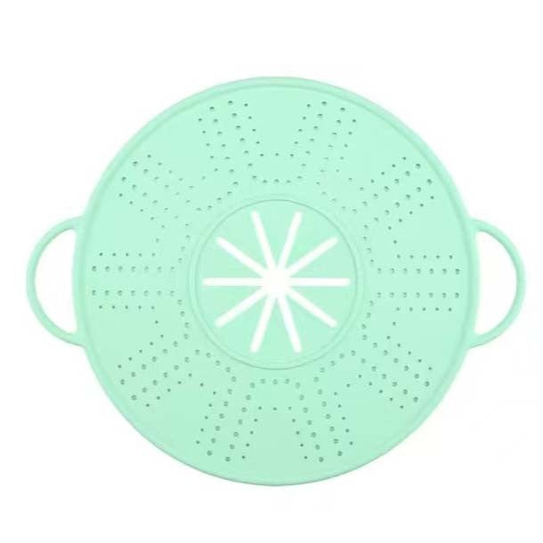 Capac Sita Pentru Tigaie, Filtru Anti-Stropire Si Deflector De Ulei, Silicon Rezistent La Caldura, Design Perforat, Verde Deschis, 28 inch