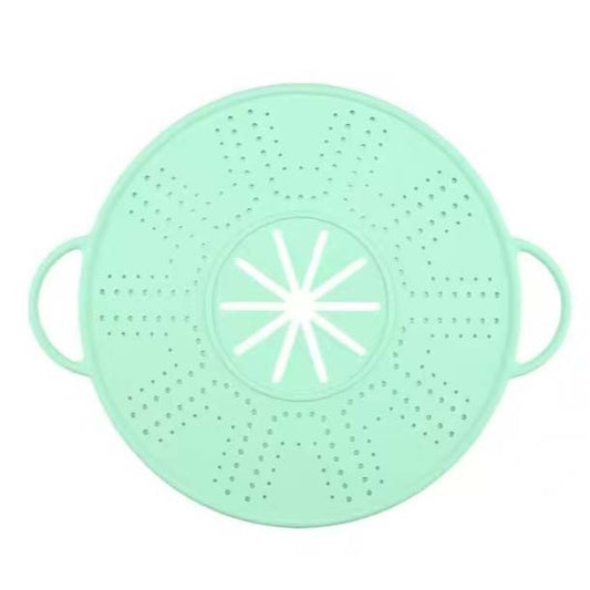 Capac Sita Pentru Tigaie, Filtru Anti-Stropire Si Deflector De Ulei, Silicon Rezistent La Caldura, Design Perforat, Verde Deschis, 28 inch