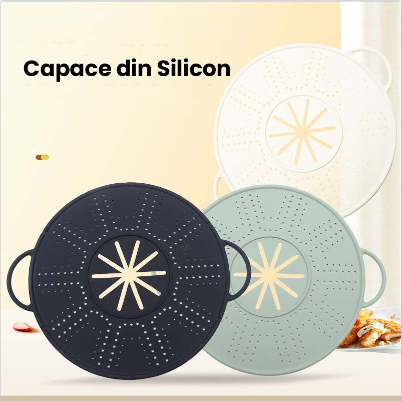 Capac Sita Pentru Tigaie, Filtru Anti-Stropire Si Deflector De Ulei, Silicon Rezistent La Caldura, Design Perforat, Verde Deschis, 28 inch