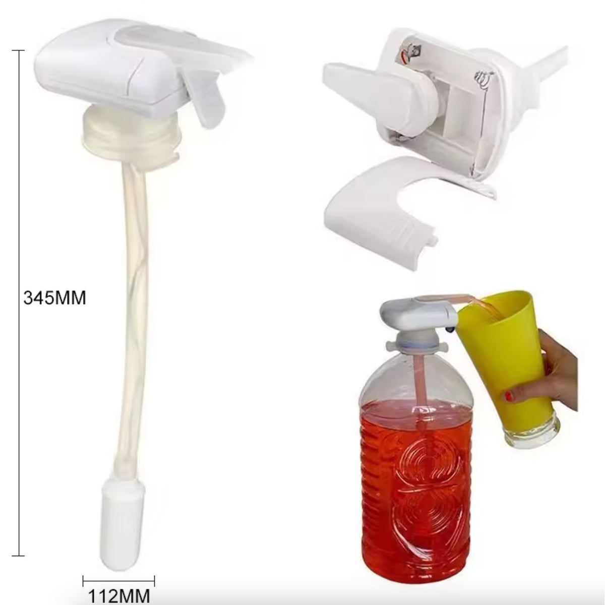 Dozator Automat Pentru Bauturi, Dispenser Electric Pentru Bidon Si Butelie Apa, Alimentare 2 Baterii AA, Plastic, 34 x 11 cm, Alb/Albastru
