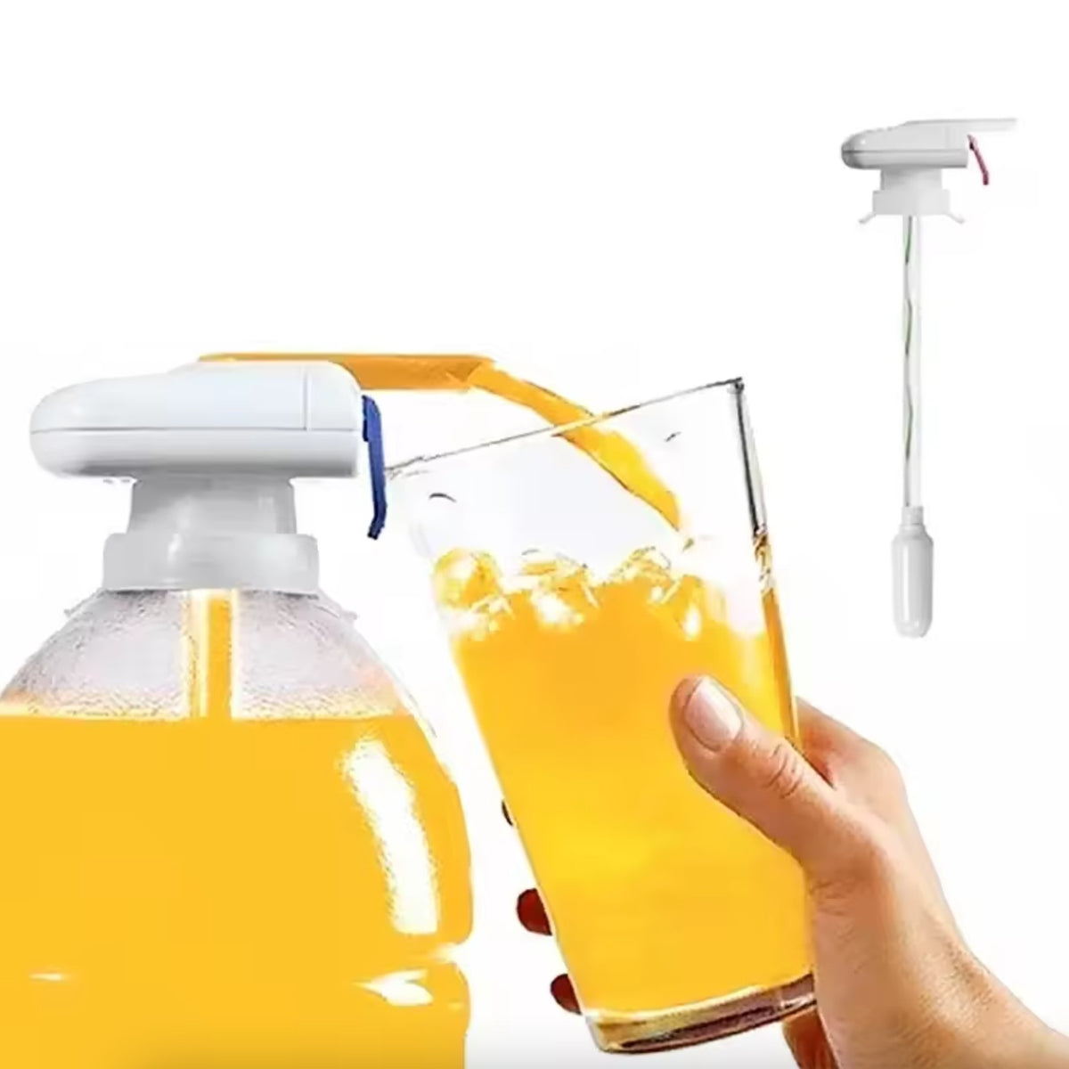 Dozator Automat Pentru Bauturi, Dispenser Electric Pentru Bidon Si Butelie Apa, Alimentare 2 Baterii AA, Plastic, 34 x 11 cm, Alb/Albastru