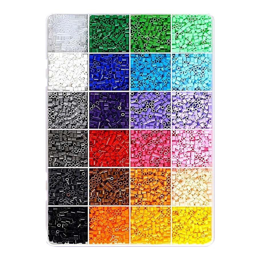 Kit de Margele Termoadezive, Set Creativ DIY pentru Figurine 3D cu Instrumente Incluse, Plastic, 24 Culori, 2000 Piese, 2.6 mm, Multicolor