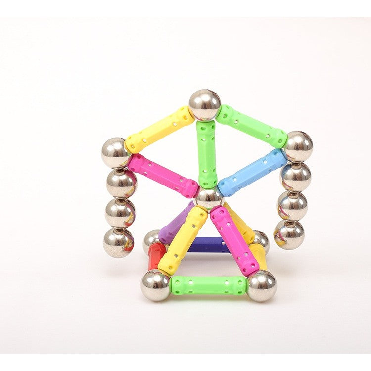 Set Constructie Magnetic, Joc Educativ STEM Tip Puzzle cu Betisoare si Bile, Dezvoltare Creativitate si Logica, Plastic si Magnet, +3 Ani, 308 Piese, Multicolor