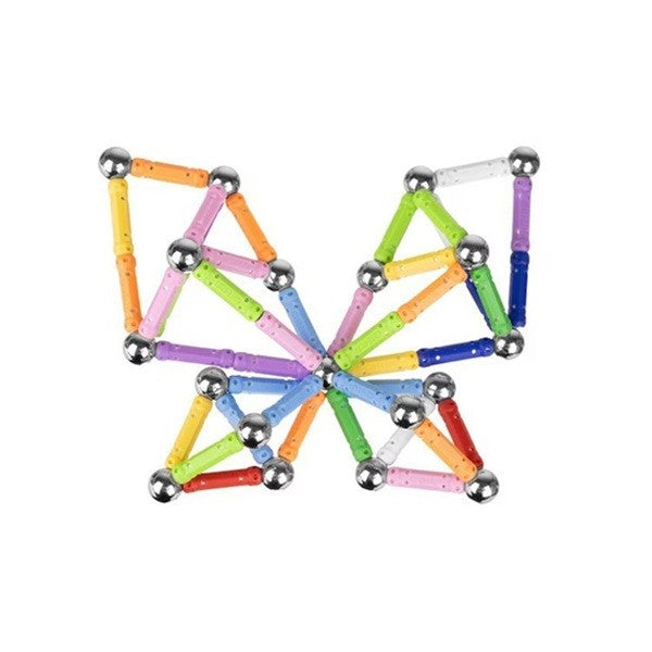 Set Constructie Magnetic, Jucarie Educativa STEM, Dezvoltare Creativitate si Imaginatie, Plastic si Magnet, 206 Piese, Multicolor, +3 Ani