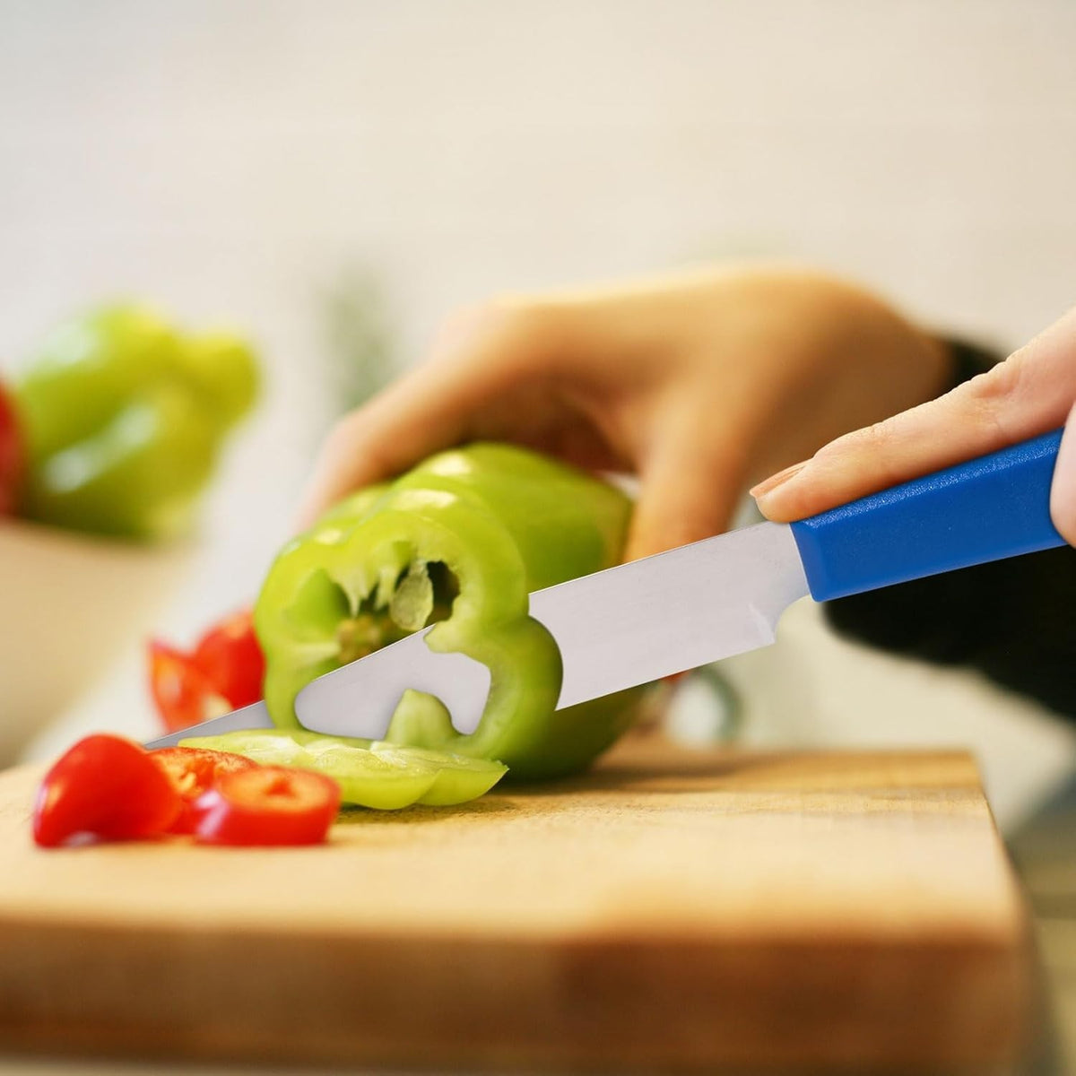 Cuțit Bucătărie Multifuncțional 2 în 1 pentru Feliere și Curățare Legume, Grosime Reglabilă, Oțel Inoxidabil, 22 cm, Albastru