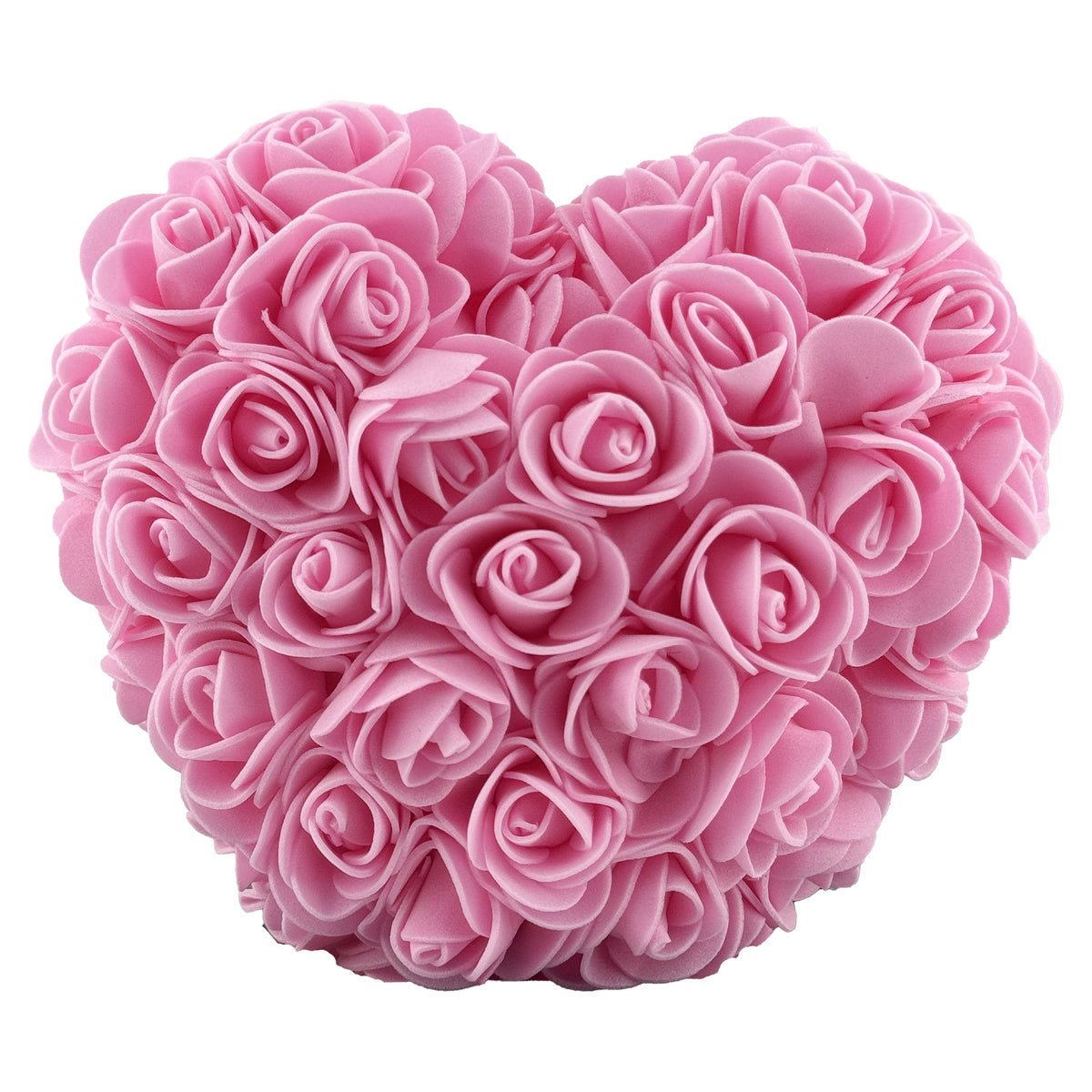 Inima Decorativa din Trandafiri de Spuma, Aranjament Floral Handmade, Cadou Romantic cu Cutie Transparenta, Roz, 15 x 15 x 9 cm
