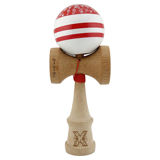Kendama X Chicanos Originala, Model Rosu / Rosu / Alb, Profesionala, Cupe Mari, Super Sticky, Rulment, Ata 55cm
