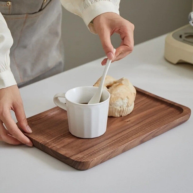 Tava din Lemn pentru Servire si Decor, Forma Dreptunghiulara, Lemn Natural de Salcam, 30 x 20 x 1.5 cm, Natur