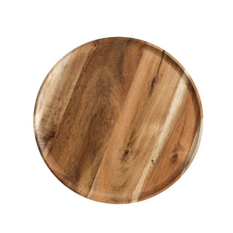 Farfurie din Lemn de Salcam, Platou Rotund pentru Servire Alimente sau Decor, Stil Rustic, Lemn Natural, 25 x 1.5 cm, Natur