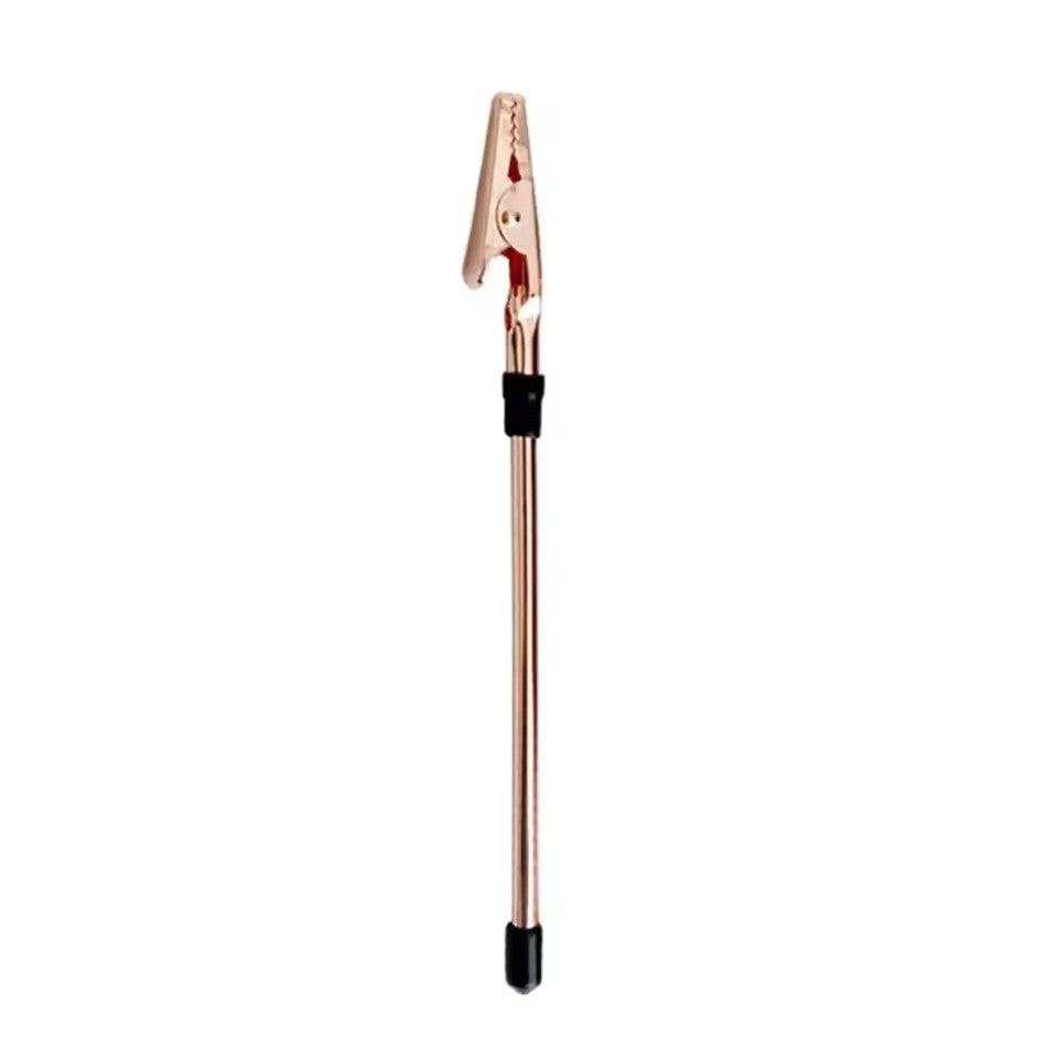 Dispozitiv Auxiliar pentru Inchidere Bratari si Bijuterii, Instrument de Fixare cu Clema Anti-Zgarieturi, Maner Antiderapant, Metal, 15.5 cm, Auriu Rose