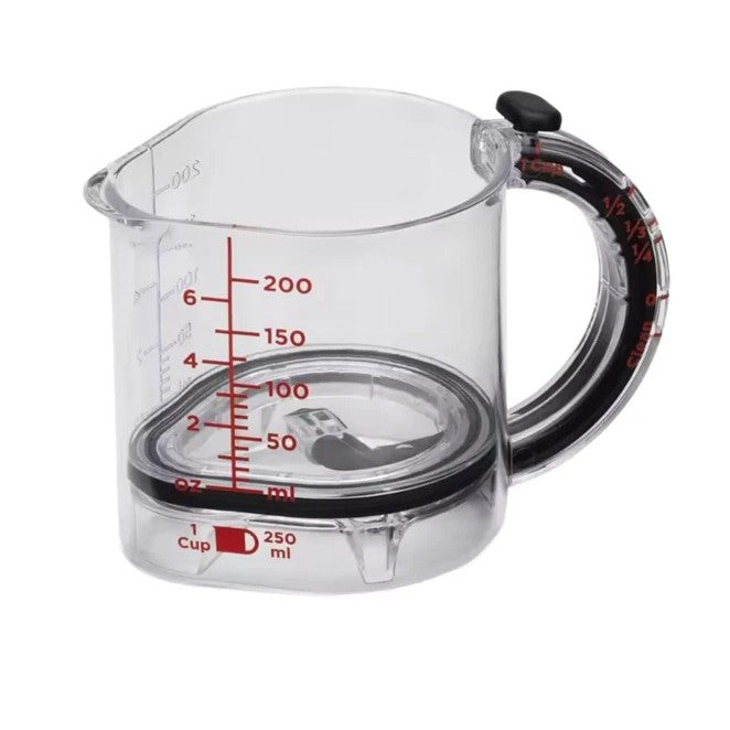 Cană De Măsurat Reglabilă Cu Mâner, Gradată Pentru Ingrediente Lichide Și Uscate, Mecanism Glisant, ABS Și Silicon, 250 ml, Transparent