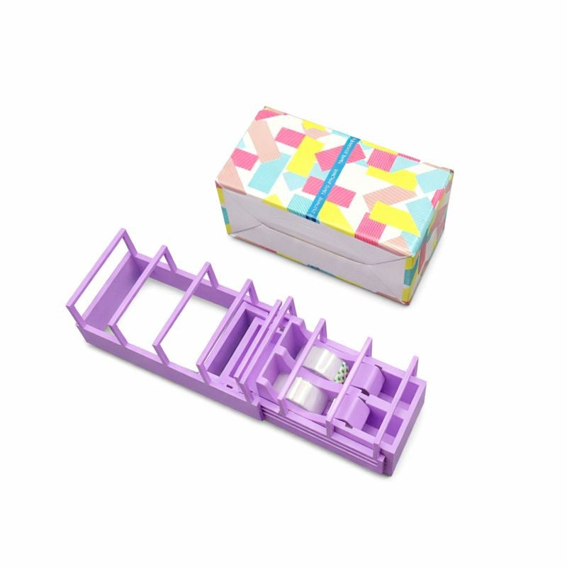 Dispenser Banda Adeziva, Suport pentru Birou si Scoala, Design Pliabil si Stabil, Plastic, 15.5 x 7.7 x 7.4 cm, Violet