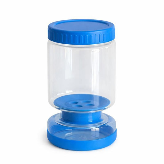 Borcan Muraturi cu Separator Lichid, Recipient Tip Clepsidra, Inchidere Ermetica, Material Termorezistent, 800 ml, 21 x 11 x 11 cm, Albastru