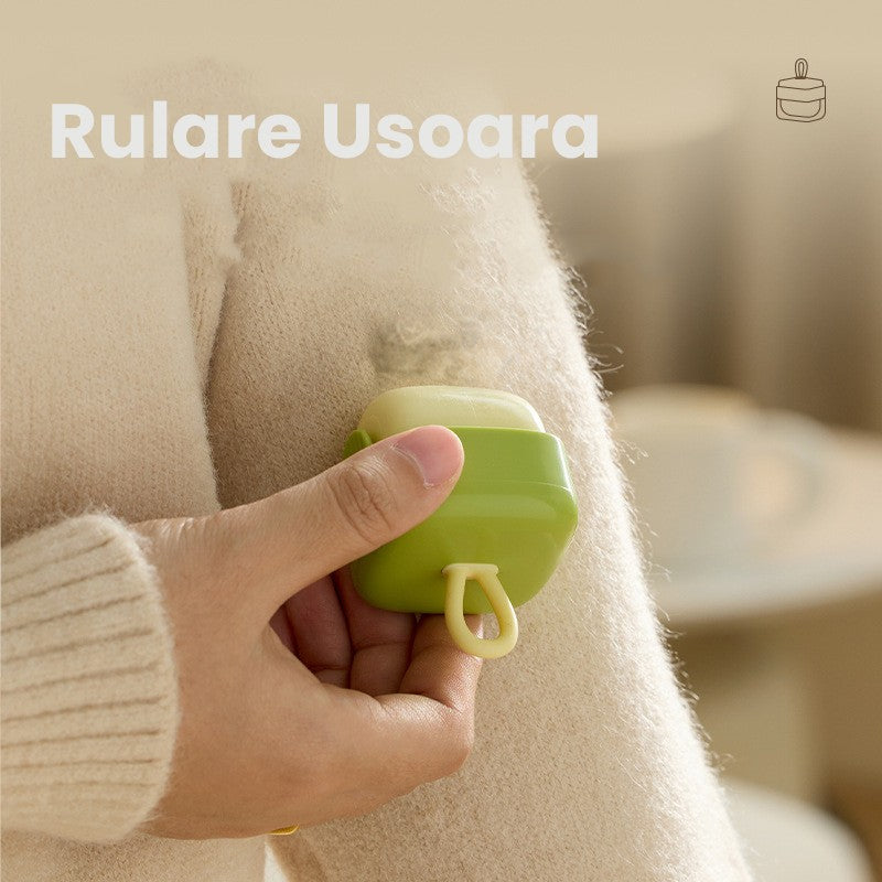 Rola pentru Scame si Par de Animale, Indepartator Lavabil si Reutilizabil, Forma Cubica Portabila, Plastic, 6 x 4.3 x 4.3 cm, Verde Matcha