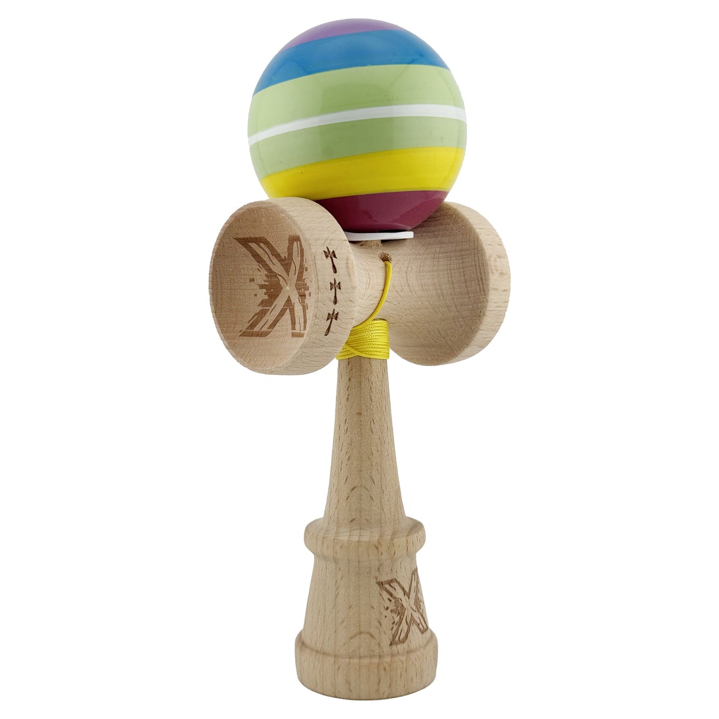 Kendama X Originala, Legendary Spectrum, Model V3 Multicolor, Profesionala, Cupe Mari King Size, Super Sticky, Gaura in Baza, Rulment, Ata 55cm