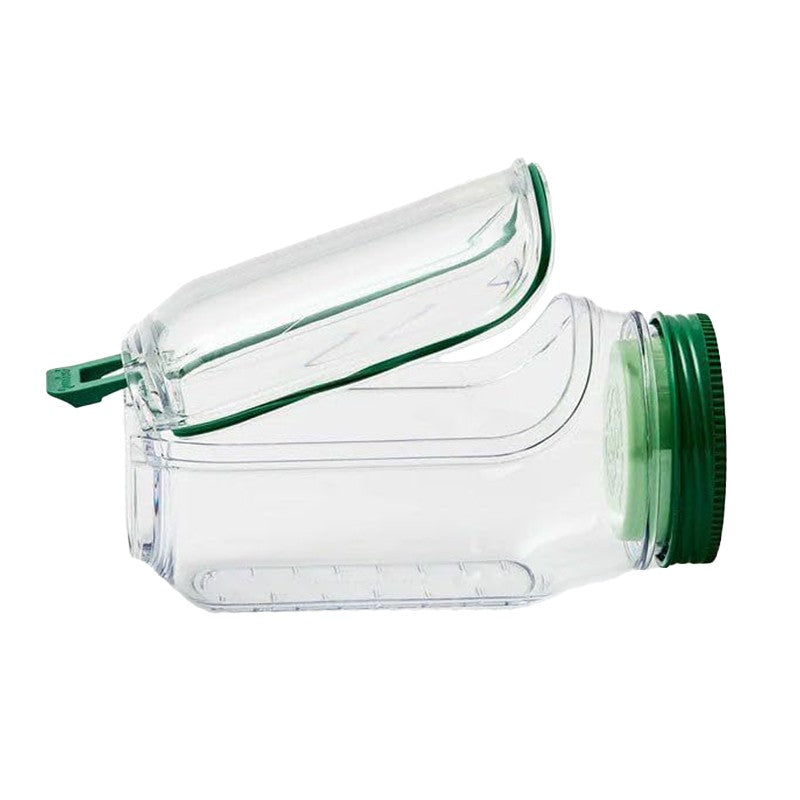 Caserola Tip Borcan pentru Salata, Container Gradat cu Capac Verde, Plastic PP, 1L, 19 x 10 x 10 cm, Transparenta