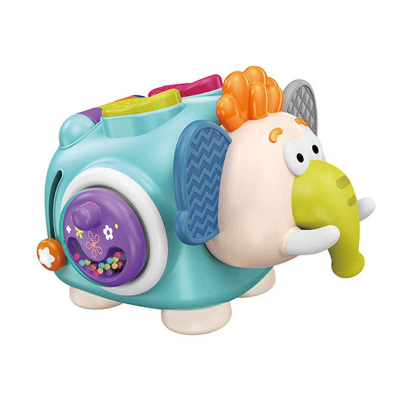 Jucarie Interactiva Montessori pentru Bebelusi, Cub Activitati Educative, Dezvoltare Abilitati Motorii Fine, Material Plastic ABS, 18+ Luni, 21 x 16 x 14 cm, Verde Deschis