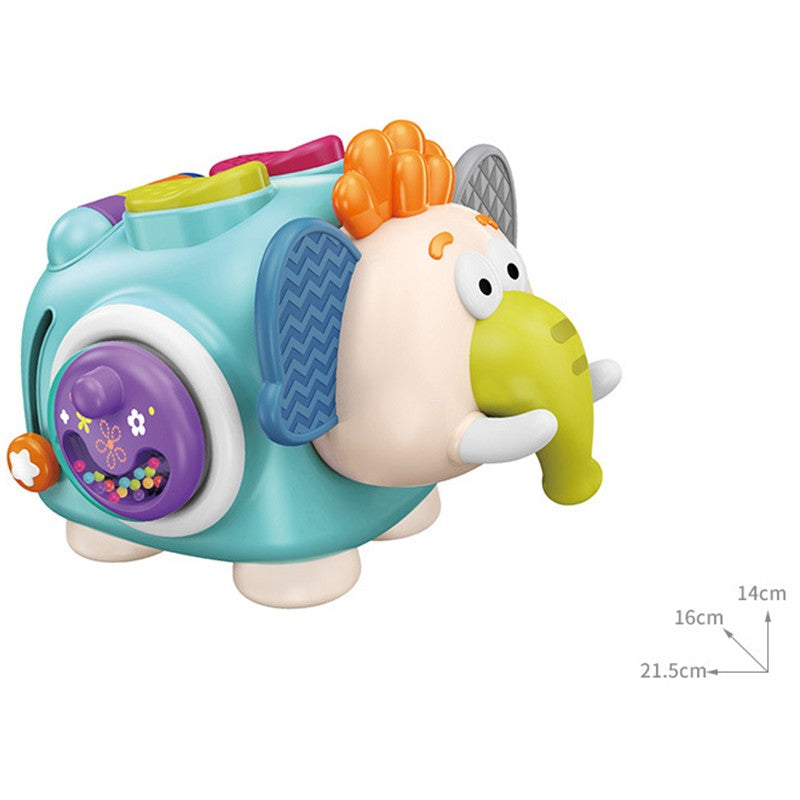Jucarie Interactiva Montessori pentru Bebelusi, Cub Activitati Educative, Dezvoltare Abilitati Motorii Fine, Material Plastic ABS, 18+ Luni, 21 x 16 x 14 cm, Verde Deschis