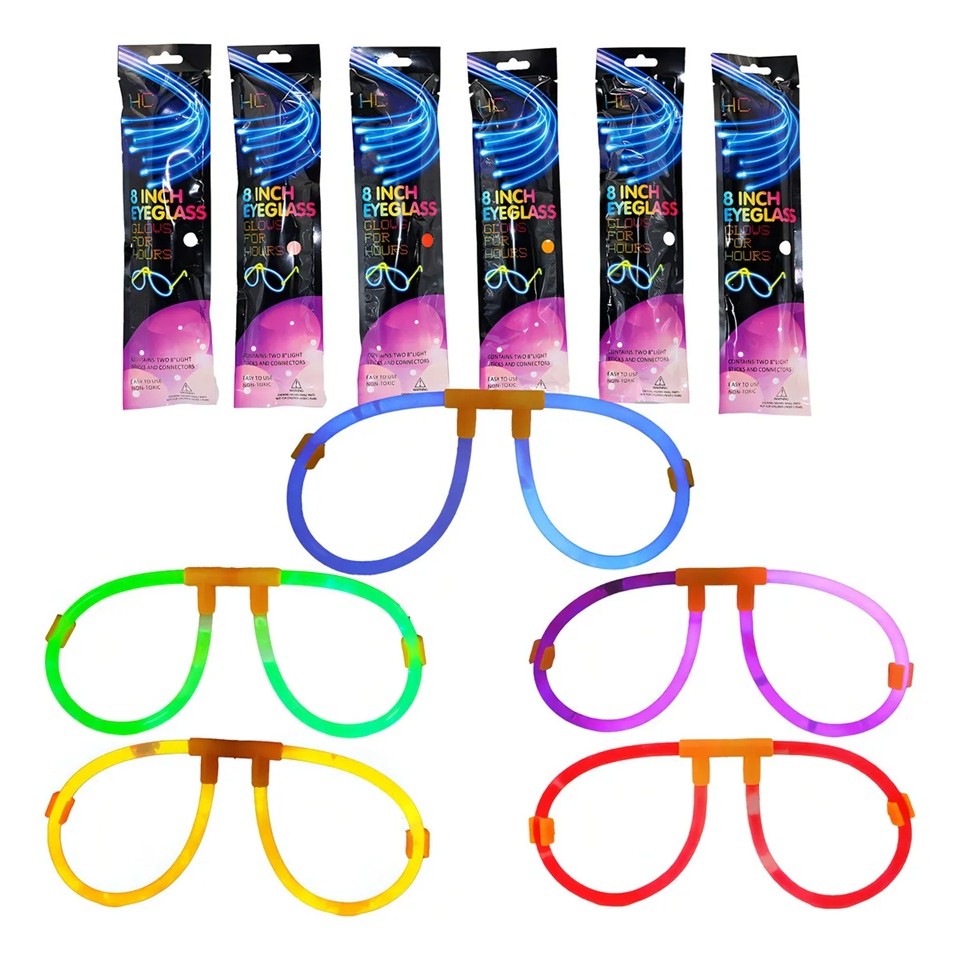 Ochelari Decorativi Fluorescenti, Accesoriu Petrecere cu Efect Luminos, Design Rotund, Plastic Rezistent, Roz Fluorescent